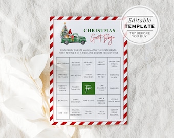 Christmas Christmas Bingo Game, Holidays Bingo Game, Christmas Party Games, Christmas Activities, Holiday Game | PRINTABLE EDITABLE TEMPLATE