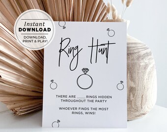 Bridal Shower Game, Bridal Shower Ring Hunt Game, Wedding Shower Game, Hen's Party Game, Printable Instant Download #004 Juliette