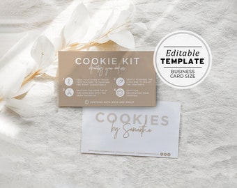 Nue Minimalist DIY Cookie Kit Instructions and Thank You Card - Business Card Size | EDITABLE TEMPLATE #052 #043