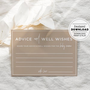 Nue Minimalist Advice Baby Mama Cards, Conseils et bons voeux pour la carte future maman, Conseils pour maman, Imprimable | TÉLÉCHARGEMENT INSTANTANÉ #038