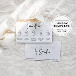 Juliette Minimalist Facial Treatment Aftercare Card - Business Card Size | EDITABLE TEMPLATE #050 #043