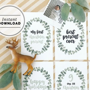 Imprimable Mon premier Noël | Cartes d'étape de bébé | Cadeau de Noël | Bébé Premier Noël | Peint à la main | Accessoire photo | Cadeau de naissance