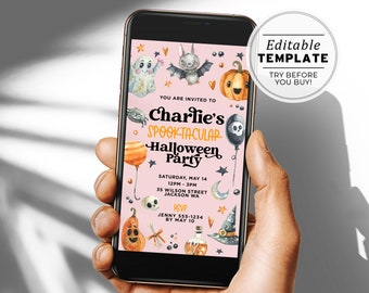 Blush Halloween Digital Party E-Invite Template, Halloween Party Invitation Template | EDITABLE TEMPLATE #105