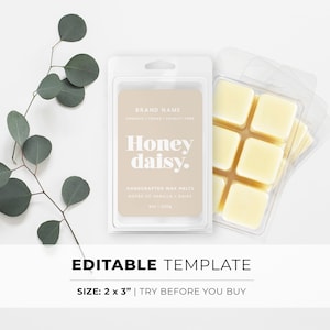 Minimalist Wax Melt Label Template - 2x3&quot; | EDITABLE TEMPLATE #053 #043 Scandi Minimalist
