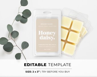 Minimalist Wax Melt Label Template - 2x3" | EDITABLE TEMPLATE #053 #043 Scandi Minimalist