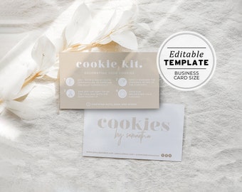 Scandi Minimalist DIY Cookie Kit Instructions and Thank You Card - Business Card Size | EDITABLE TEMPLATE #053 #043