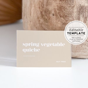 Buffet Food Name Card Sign, Grazing Table Food Sign | PRINTABLE EDITABLE TEMPLATE #047 Scandi Minimalist