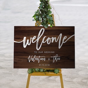 Wood Textured Wedding Welcome Sign, Editable Template, Printable image 5