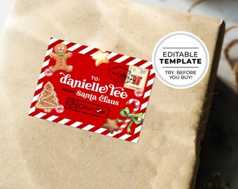 Christmas Gift Labels Template, Printable Christmas Gift Stickers, Editable Christmas Gift Tags, From Santa Gift Label | EDITABLE TEMPLATE