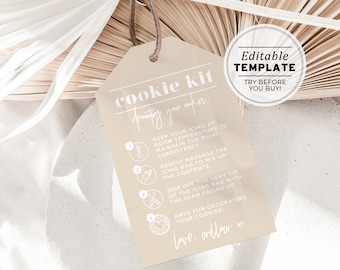 Scandi Minimalist Cookie Kit Gift Tag Template, DIY Cookie Decorating Kit Tag | EDITABLE TEMPLATE #047