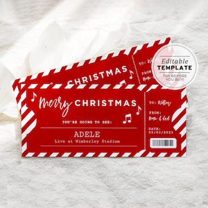 Afdrukbare cadeausjabloon kerstconcertkaartje, cadeaubon kerstman | BEWERKBARE SJABLOON #082