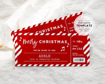 Printable Christmas Concert Ticket Gift Template, Santa Gift Certificate | EDITABLE TEMPLATE #082