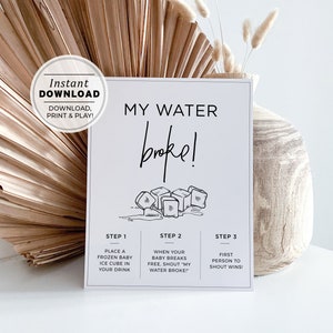 My Water Broke Juliette Baby Shower Game, Printable | INSTANT DOWNLOAD #004