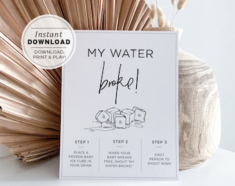 My Water Broke Juliette Baby Shower Game, Printable | INSTANT DOWNLOAD #004