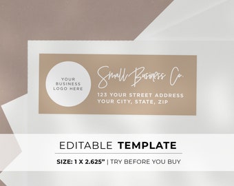Business Return Address Envelope Label Template - 1x2.625" | EDITABLE TEMPLATE #052 #043 Nue