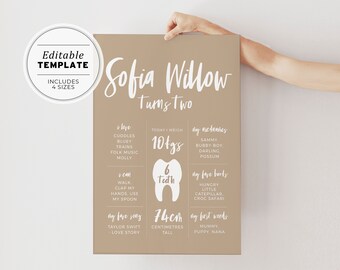 Koko Birthday Milestone Poster, Minimalist Birthday Board Printable Template