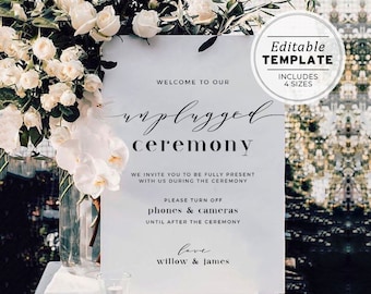 Mr White Unplugged Ceremony Sign Template, Minimalist Unplugged Wedding Sign, Printable Unplugged Sign #001