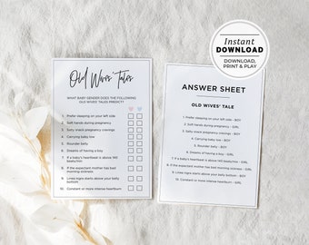 Old Wives' Tale Juliette Baby Shower Game, Printable | INSTANT DOWNLOAD #004