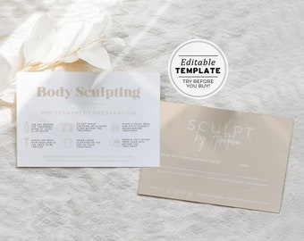 Minimalist Body Sculpting Pre-Treatment Care Card Template, Editable AfterCare Card | EDITABLE TEMPLATE #053 #043 Scandi Minimalist