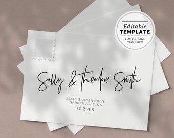 Juliette Handwritten Style A7 Envelope Template - Front and Back | EDITABLE TEMPLATE #004 Juliette Minimalist