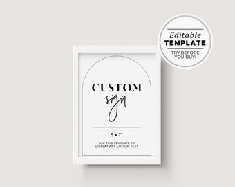 Noir Arch Minimalist Customizable Sign, Printable Modern Custom Sign, Editable Custom Template, Design Your Own Noir Arch Sign 5x7" #049