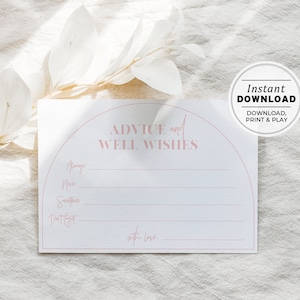 Blush Arch advies bruidkaarten, advies en goede wensen voor de bruidkaart, advies bruidsdouche, afdrukbaar | DIRECT DOWNLOAD #037