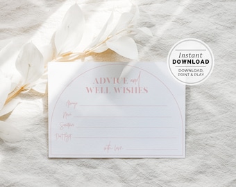 Blush Arch Advice Bride Cards, Advice and Well Wishes for the Bride Card, Advice Bridal Shower, Printable | INSTANT DOWNLOAD #037