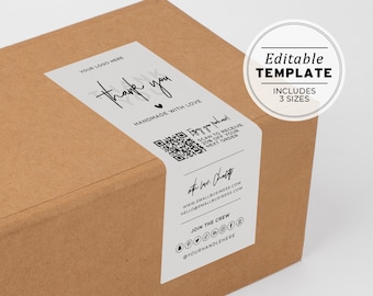 Minimalist Box Packaging Label 3 Sizes: 2x4" / 2x5" / 2x6" EDITABLE TEMPLATE #050 #043 Juliette