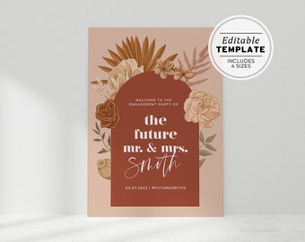 Desert Tan 'The Future Mr and Mrs' Engagement Party, Wedding Welcome Sign | EDITABLE TEMPLATE #048