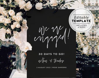 Willow 'We're Engaged!' Engagement Party Welcome Sign, Engagement sign, Engagement Welcome Sign, EDITABLE TEMPLATE #028