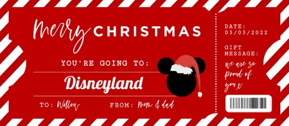 Christmas Disney World Gift Ticket Template