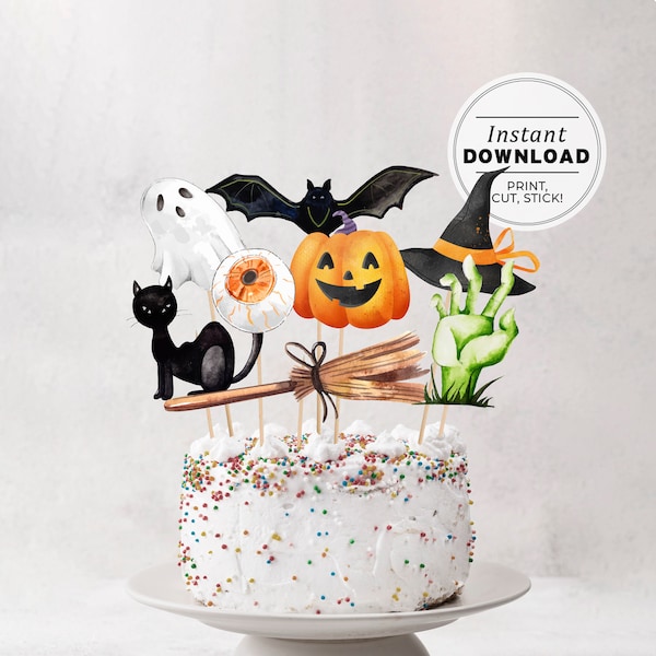 Watercolor Halloween Cake Topper, Halloween Decor, Halloween Printable  | INSTANT DOWNLOAD #080