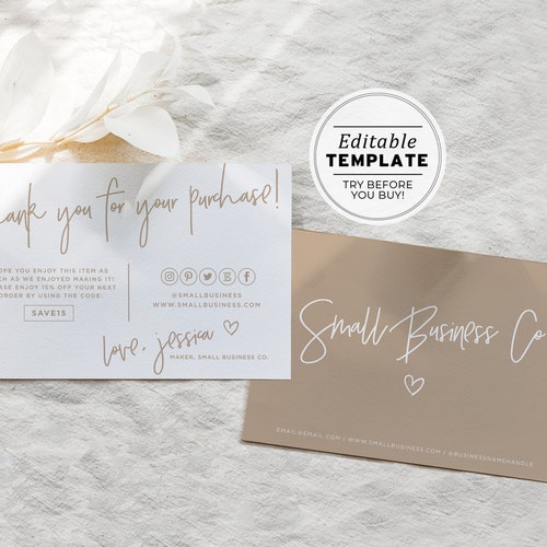 Nue Minimalist Small Business Thank You Card Thank You Etsy