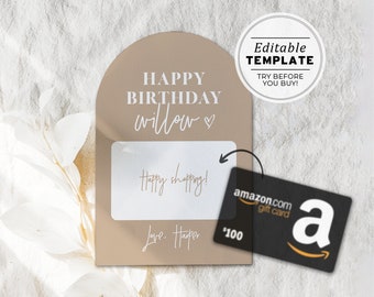 Nue Arch Minimalist Gift Card Holder, 4x6 card, Birthday Gift, Birthday Gift Card | EDITABLE TEMPLATE #038