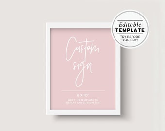 Blush Minimalist Customizable Blank Sign Printable Template 8x10" #035