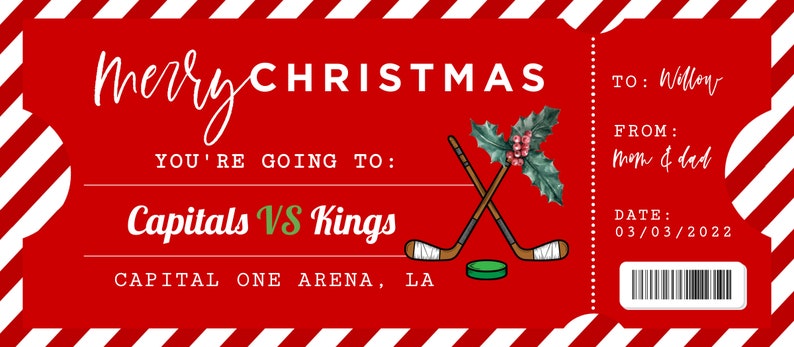 Printable Hockey Game Ticket Christmas Gift Template Santa - Etsy