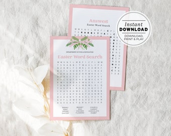 Easter Word Search Game, Pink Kids Easter Game, Easter Hunt Game | INSTANT DOWNLOAD #099