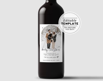 Blanco Minimalist Photo Wine Label Template, Wedding Favor, Custom Wine Label, Personalized Wine Label, Wine Gift Label #095