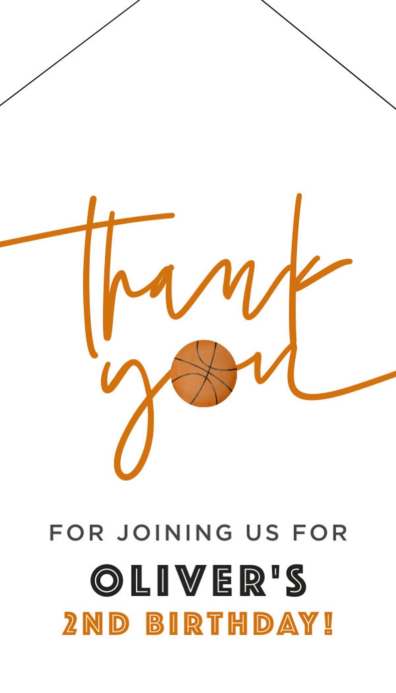 Minimalist Basketball Theme Party Favor Tag, Thank You Tag | EDITABLE ...