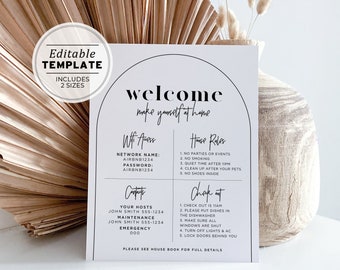 Noir Arch Holiday Rental Welcome Sign Template Printable | EDITABLE TEMPLATE #085 #043