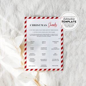 Christmas Charades Game, Holidays Charades Game, Christmas Party Games, Christmas Activities, Holiday Trivia | PRINTABLE EDITABLE TEMPLATE