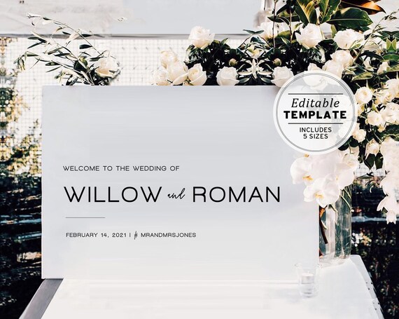 Minimalist Wedding Welcome Sign Template, Welcome to our Wedding, Wedding Welcome Sign Printable, Digital Download #020