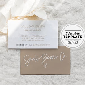 Nue Minimalist Business Card Template, Editable Business Card, Printable Business Card #052 #043