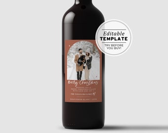 Ceramica Photo Wine Label Template, Wedding Favor, Custom Wine Label, Personalized Wine Label, Wine Gift Label #045