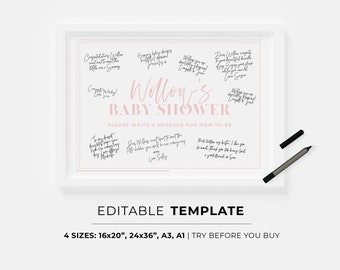 Baby Shower Guestbook Signature Poster Template | PRINTABLE, EDITABLE TEMPLATE