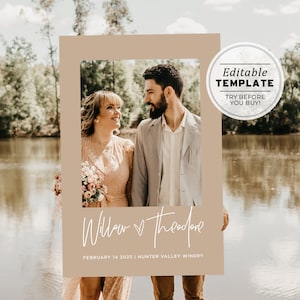Minimalist Photo Prop Frame Printable, Wedding Photo Booth Prop | EDITABLE TEMPLATE Nue Minimalist #038