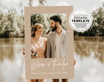 Minimalist Photo Prop Frame Printable, Wedding Photo Booth Prop | EDITABLE TEMPLATE Nue Minimalist #038