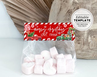 Christmas Kids Treat Bag Topper, Christmas Loot Bag Topper, Thank You Bag Topper | PRINTABLE EDITABLE TEMPLATE #092