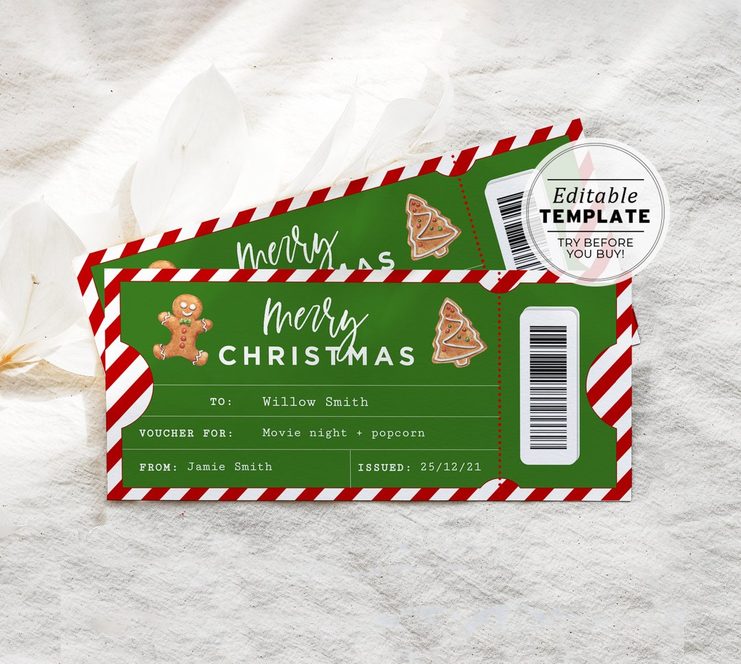 Printable Christmas Gift Voucher, Christmas Gift Certificate Template ...