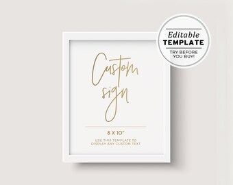 Juliette Gold Minimalist Customizable Blank Sign Printable Template 8x10" #017